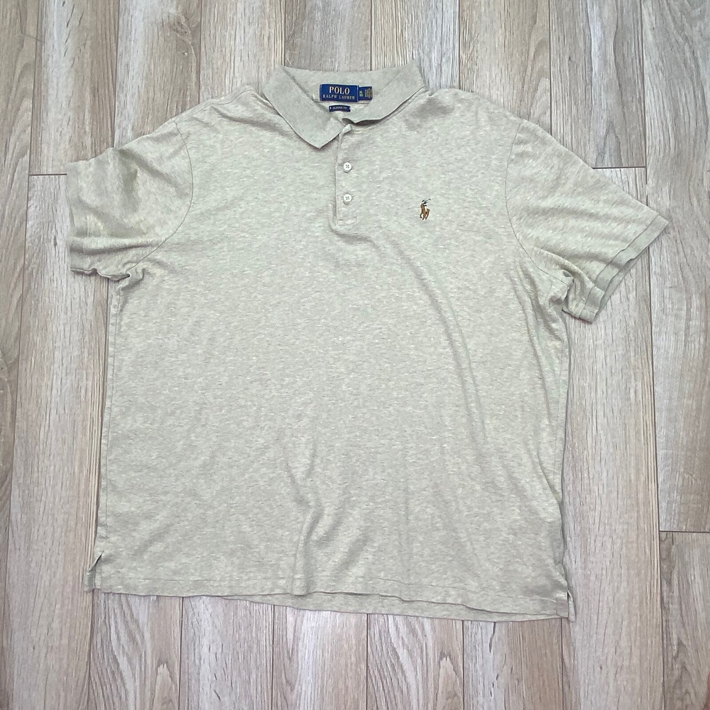 Polo Ralph Lauren polo Shirt XL Mens Beige Classic Fit Short Sleeve